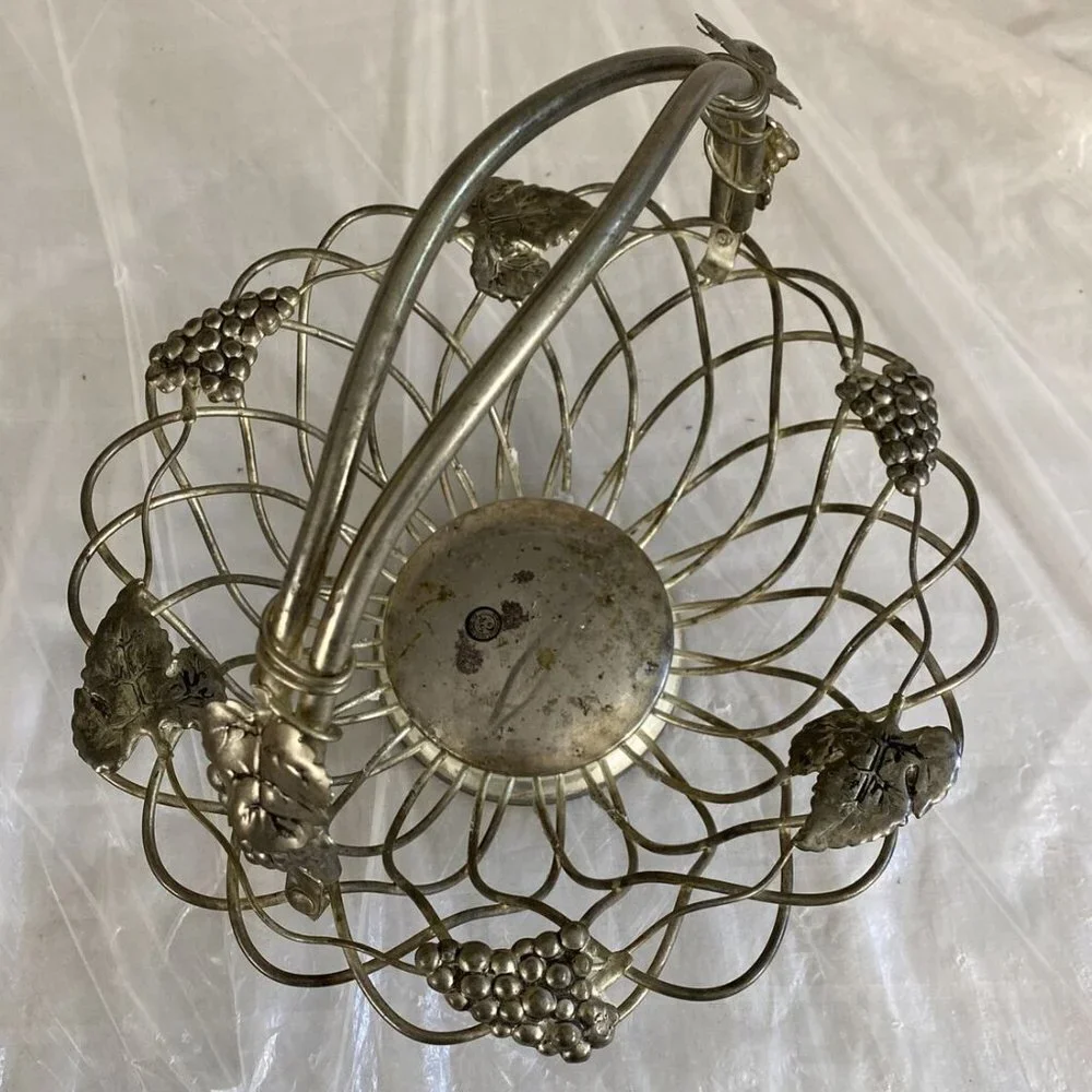 Vintage Godinger Silver Art Grape Leaf Basket Silverplate Fruit Centerpiece‎